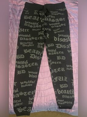 Beautiful Disaster Black Graphic Sweatpants
